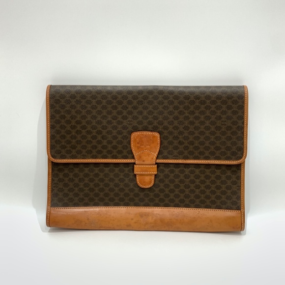 Celine Brown Macadam Document Case Sku#85562 (Gently used, mold stains) - Picture 1 of 15